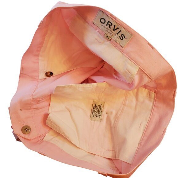 Orvis Chino Pants Trousers Men's 36 Pink Flat-Front Cuffed-Hem Casual Office - Picture 4 of 4